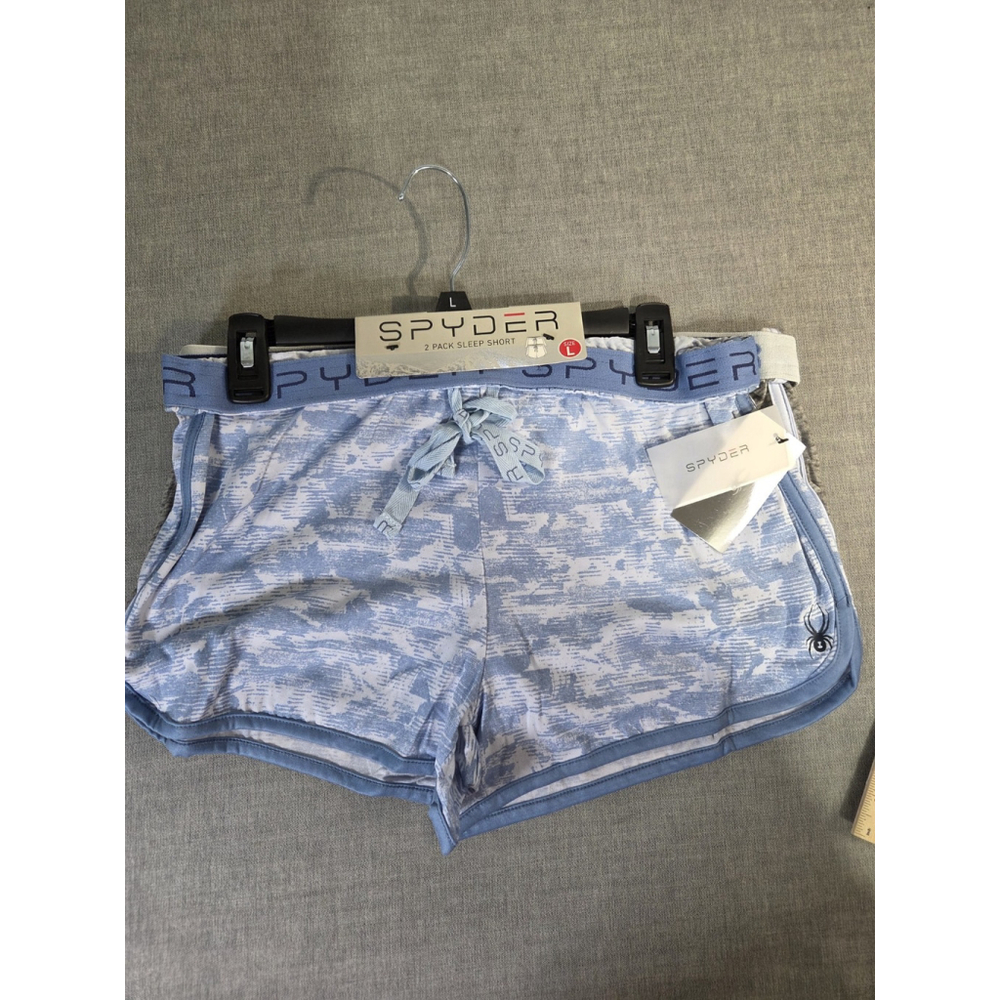 Spyder Sleepwear Short 2-Pack Camo Blue Gray Print Size L Athleisure Comfort NWT